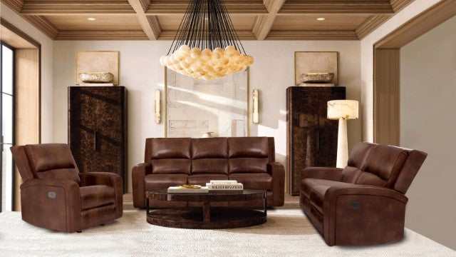 Soterios Brown Top Grain Leather Match Power Reclining Sofa - Ornate Home
