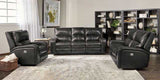 Soterios Charcoal Top Grain Leather Match Power Recliner - Ornate Home