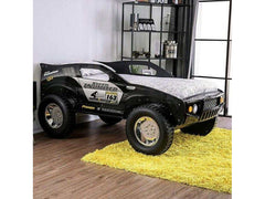 Speed Jump Black Off-Road Twin Car Bed w/ LED Headlights - Ornate Home