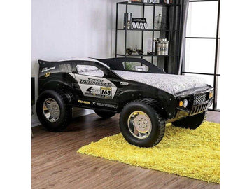 Speed Jump Black Off-Road Twin Car Bed w/ LED Headlights - Ornate Home