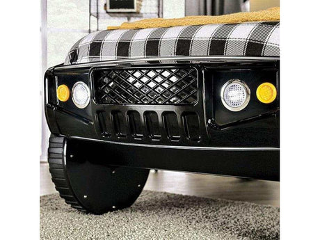 Speed Jump Black Off-Road Twin Car Bed w/ LED Headlights - Ornate Home