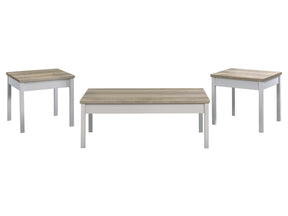 Stacie Antique Pine / White 3 Pc Coffee Table Set - Ornate Home