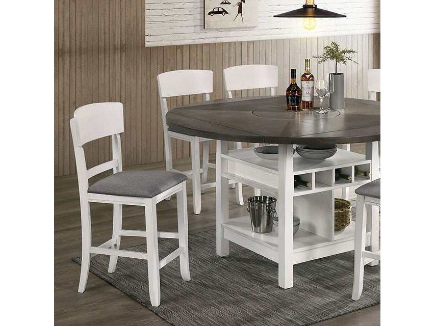 Stacie White/Gray Counter Height Round Dining Table - Ornate Home