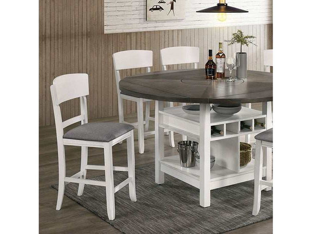 Stacie White/Gray Counter Height Round Dining Table - Ornate Home