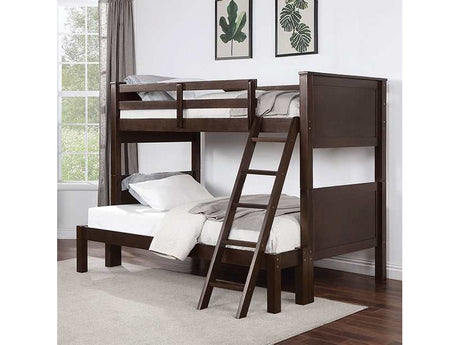 Stamos Walnut Twin/Full Bunk Bed - Ornate Home