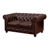 Stanford Brown Loveseat Leatherette - Ornate Home