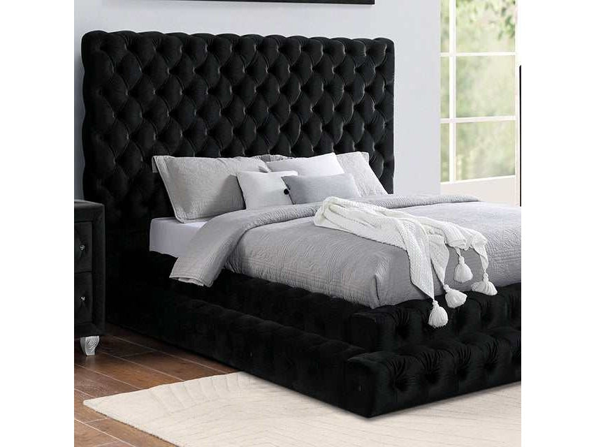 Stefania Black Eastern King Bed - Ornate Home