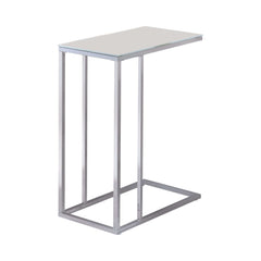 Stella Chrome & White Glass Top Accent Table - Ornate Home
