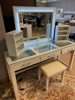 Stephanie White Vanity Set / 3pc - Ornate Home