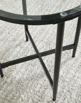 Stetzer Coffee Table 3pc Set Black Metal / Tempered Glass - Ornate Home