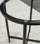 Stetzer Coffee Table 3pc Set Black Metal / Tempered Glass - Ornate Home