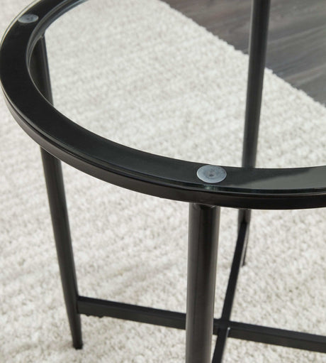 Stetzer Coffee Table 3pc Set Black Metal / Tempered Glass - Ornate Home