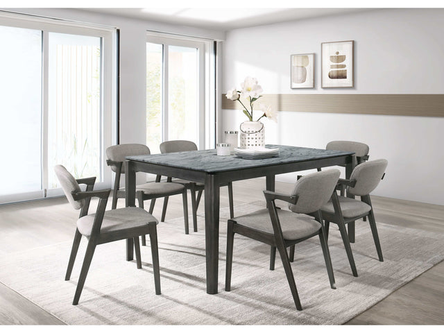 Stevie Faux Grey Marble / Brown Grey 7 Pc Dining Set - Ornate Home