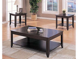 Stewart Cappuccino 3pc Occasional Table Set w/ Lower Shelf - Ornate Home