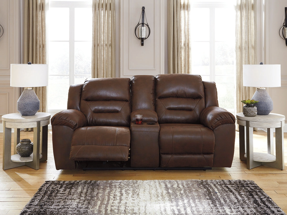 Stoneland Chocolate Power Reclining Loveseat w/ Console - Ornate Home