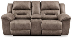 Stoneland Fossil Manual Reclining Loveseat w/ Console - Ornate Home