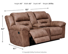 Stoneland Fossil Manual Reclining Loveseat w/ Console - Ornate Home