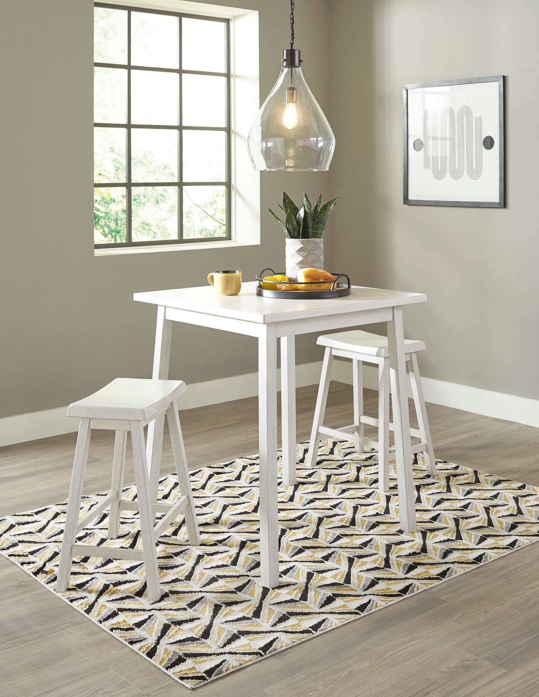 Stuven White Counter Height Dining Room Set w/ Stools - Ornate Home