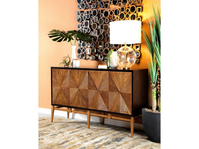 Sunburst Brown & Antique Gold Cabinet - Ornate Home