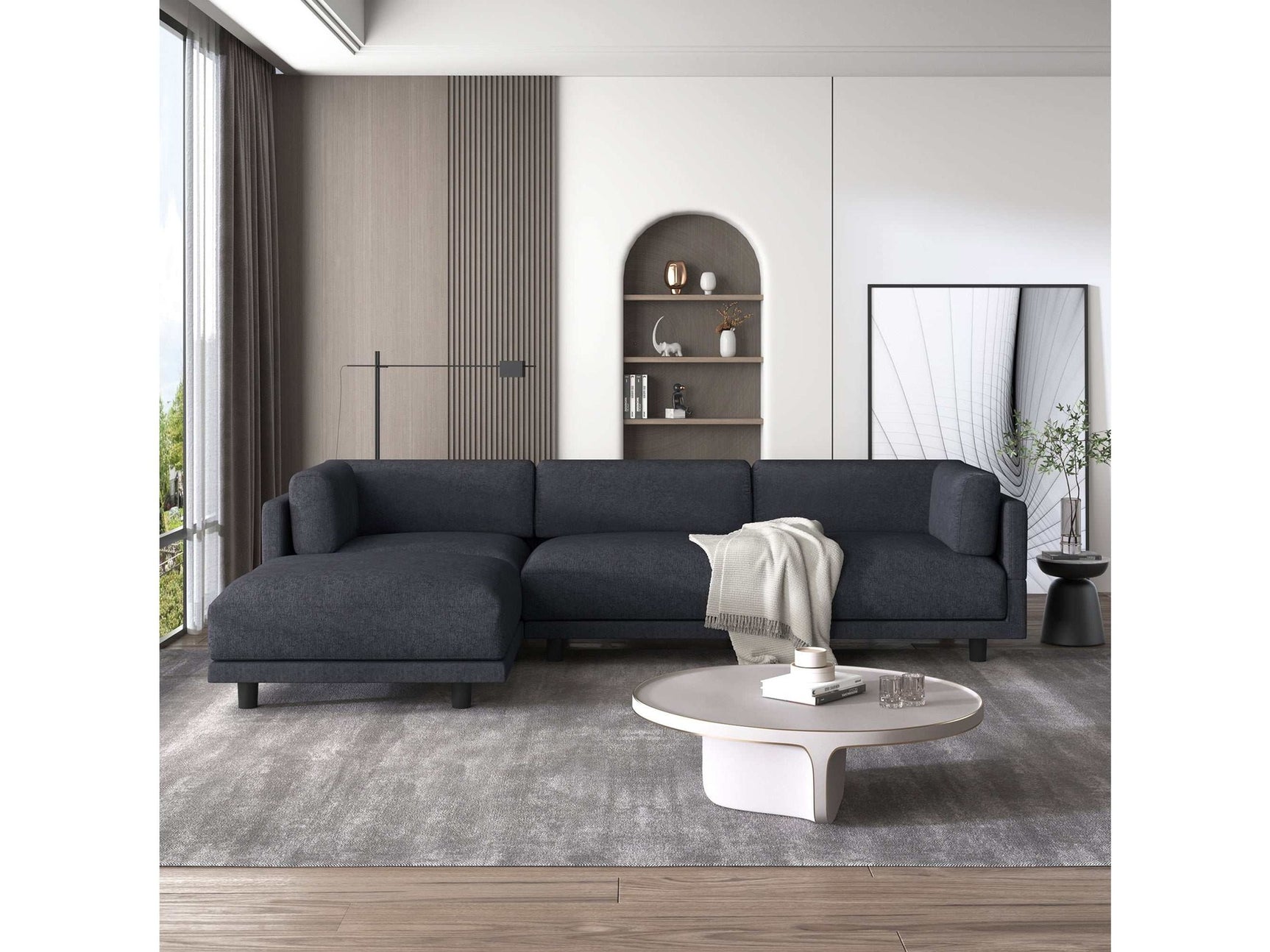 Sutter Sectional Sofa with Reversible Chaise Gray - Ornate Home