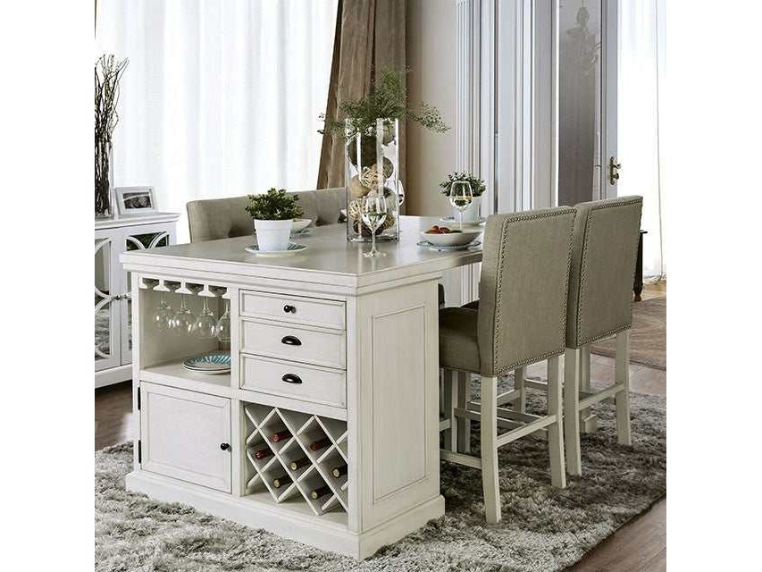 Sutton Antique White Counter Height Table - Ornate Home