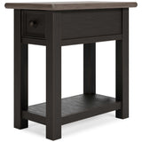 Tyler Creek Grayish Brown/Black Chairside End Table - Ornate Home