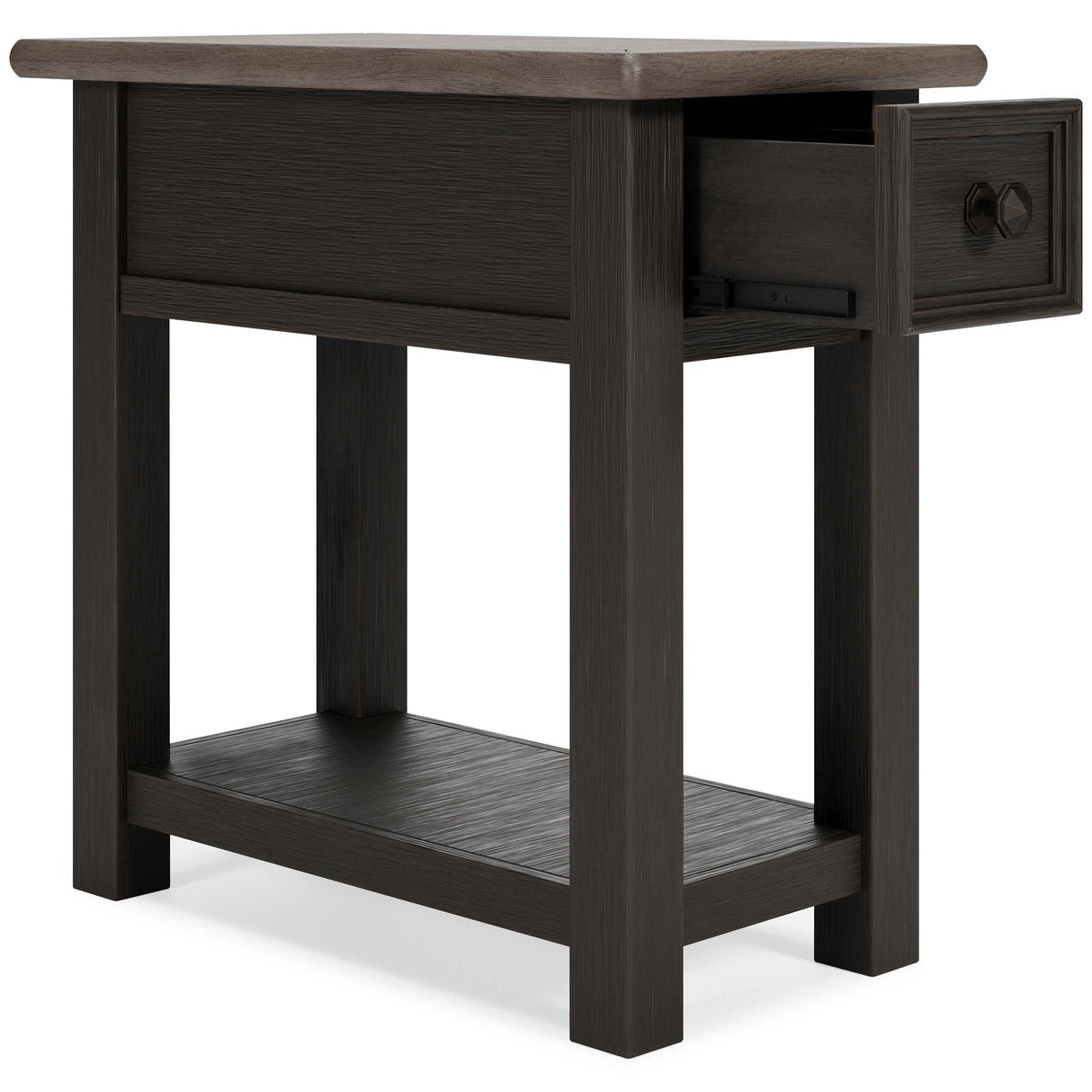 Tyler Creek Grayish Brown/Black Chairside End Table - Ornate Home