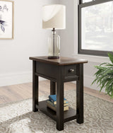 Tyler Creek Grayish Brown/Black Chairside End Table - Ornate Home