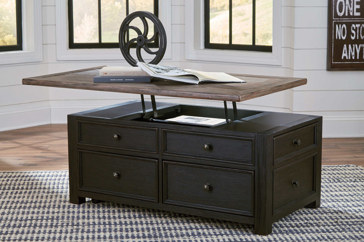 Tyler Creek Grayish Brown/Black Lift Top Coffee Table - Ornate Home