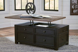 Tyler Creek Grayish Brown/Black Lift Top Coffee Table - Ornate Home