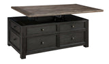 Tyler Creek Grayish Brown/Black Lift Top Coffee Table - Ornate Home