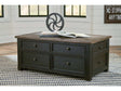 Tyler Creek Grayish Brown/Black Lift Top Coffee Table - Ornate Home