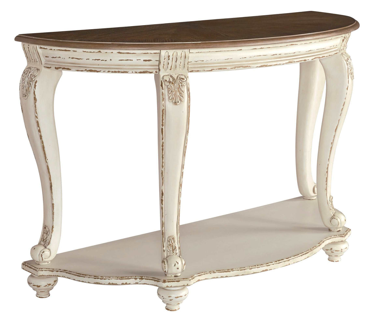 Realyn White/Brown Sofa Table - Ornate Home