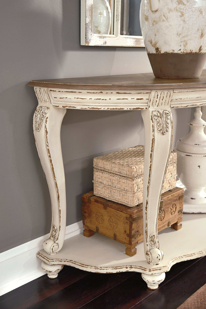 Realyn White/Brown Sofa Table - Ornate Home