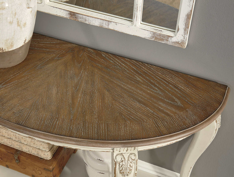 Realyn White/Brown Sofa Table - Ornate Home