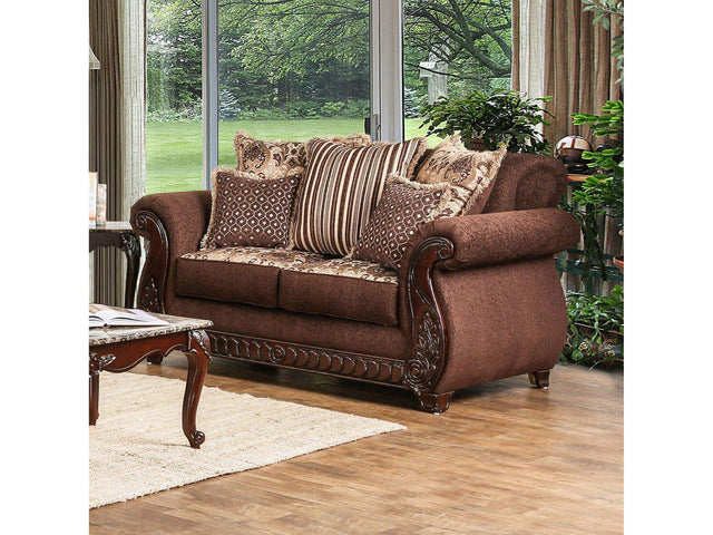 Tabitha Brown & Gold Stationary Loveseat - Ornate Home