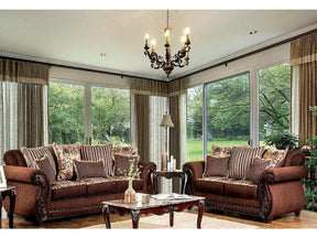Tabitha Brown & Gold Stationary Sofa & Loveseat 2pc - Ornate Home