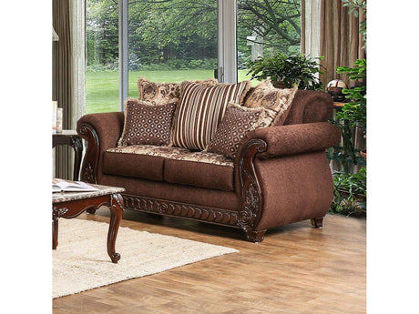 Tabitha Brown & Gold Stationary Sofa & Loveseat 2pc - Ornate Home