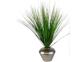 Tall Grass in Etched Silver Ceramic / 28" - Ornate Home