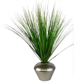 Tall Grass in Etched Silver Ceramic / 28" - Ornate Home