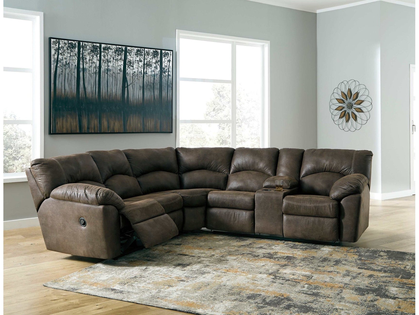 Tambo Faux Leather 2pc Manual Reclining Sectional - Ornate Home