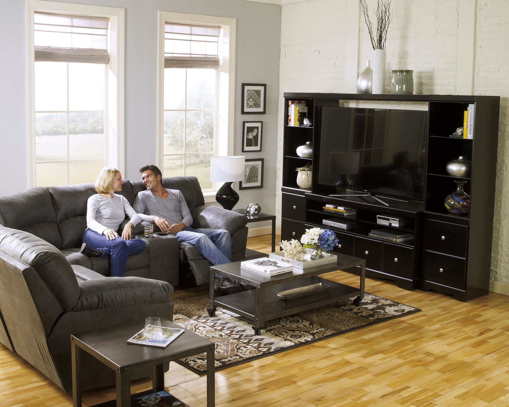 Tambo Faux Leather 2pc Manual Reclining Sectional - Ornate Home