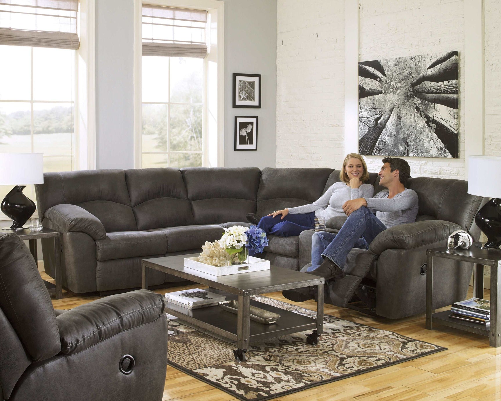 Tambo Faux Leather 2pc Manual Reclining Sectional - Ornate Home