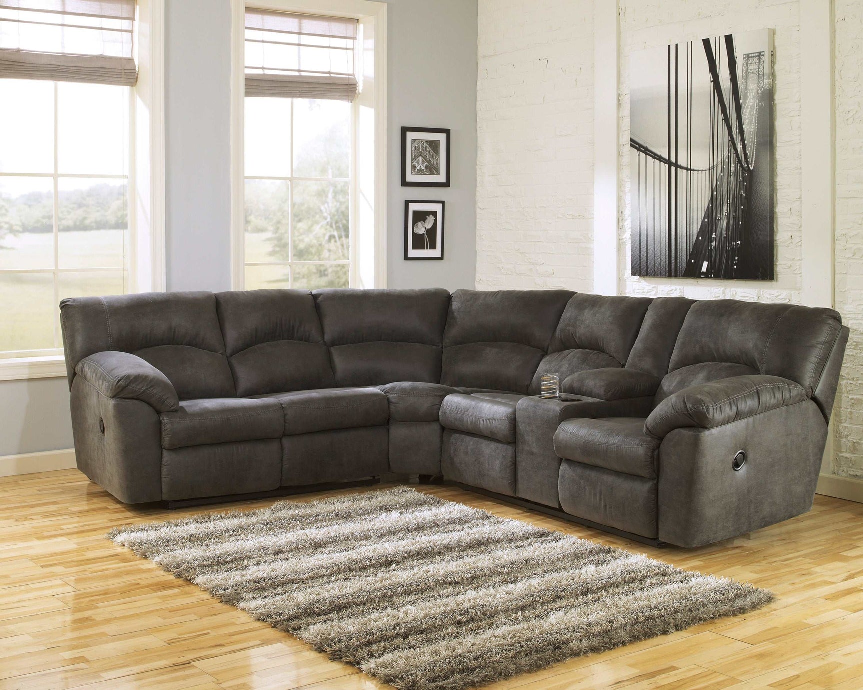Tambo Faux Leather 2pc Manual Reclining Sectional - Ornate Home
