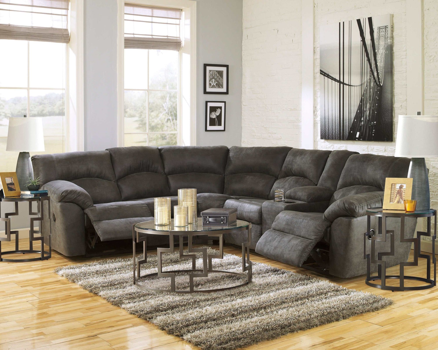 Tambo Faux Leather 2pc Manual Reclining Sectional - Ornate Home