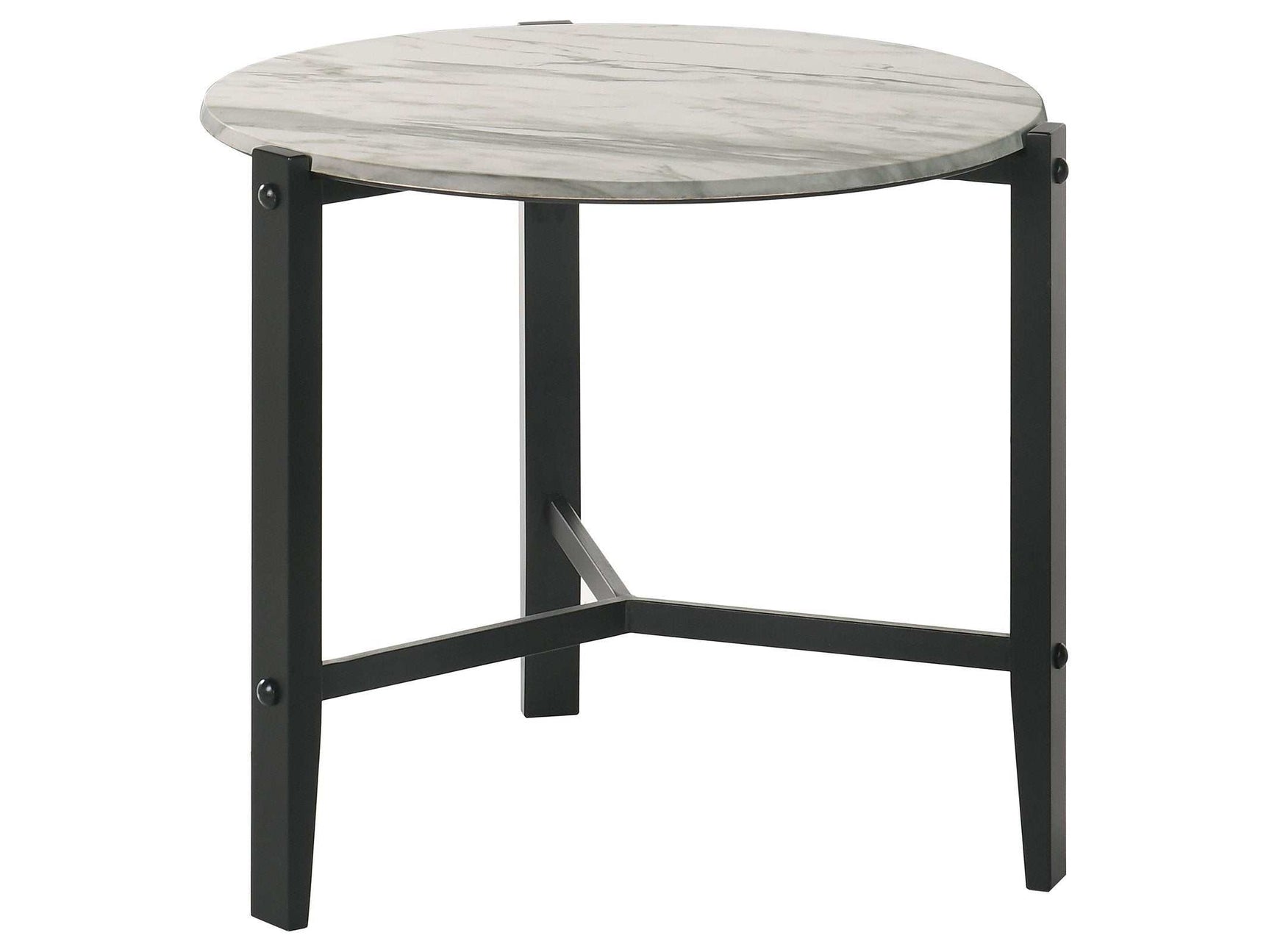 Tandi Faux White Marble / Black End Table - Ornate Home