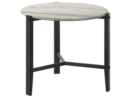 Tandi Faux White Marble / Black End Table - Ornate Home