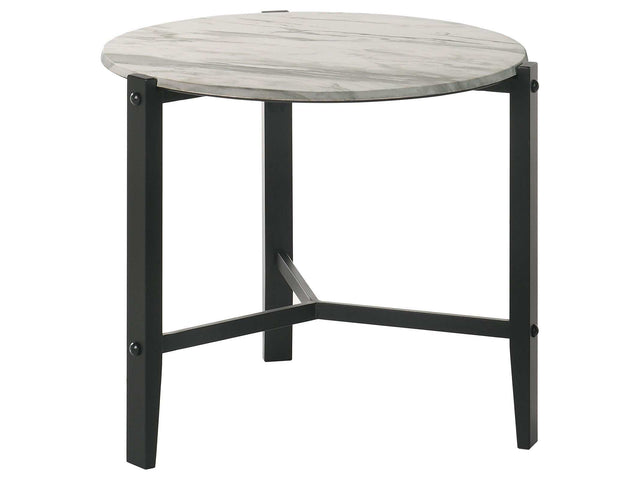 Tandi Faux White Marble / Black End Table - Ornate Home