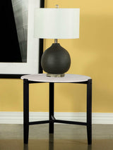 Tandi Faux White Marble / Black End Table - Ornate Home