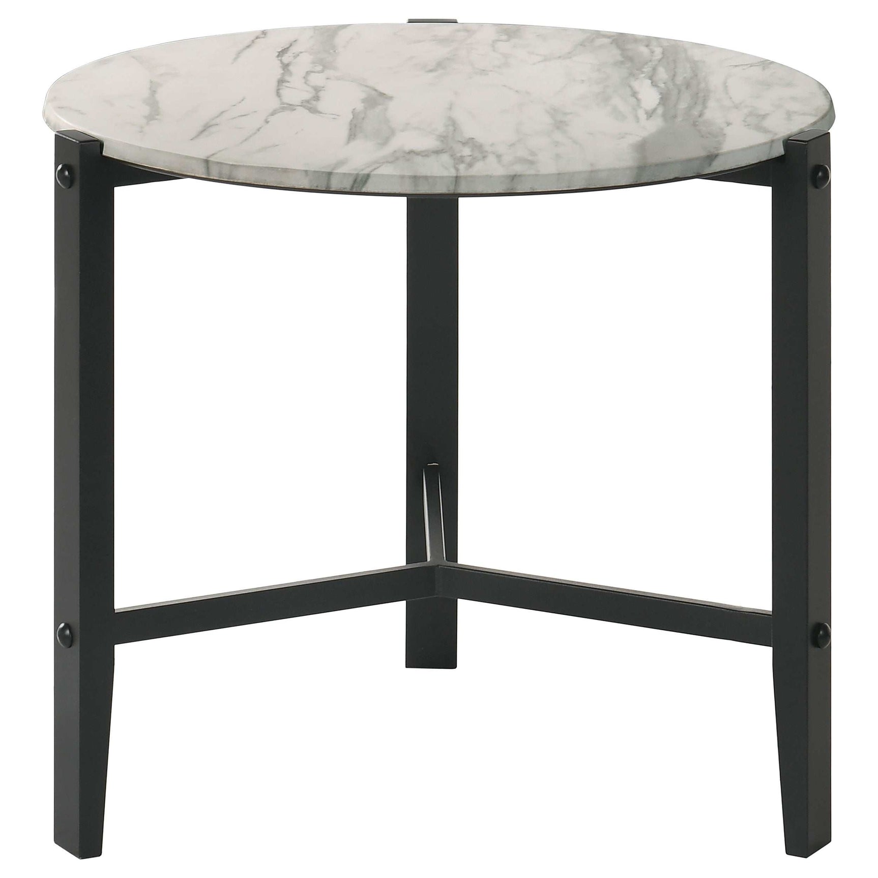 Tandi Faux White Marble / Black End Table - Ornate Home